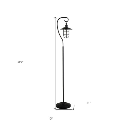 Black Floor Lamp w/ Clear Glass Shade