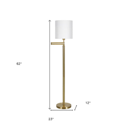 Brass Swing Arm Floor Lamp w/ Shade