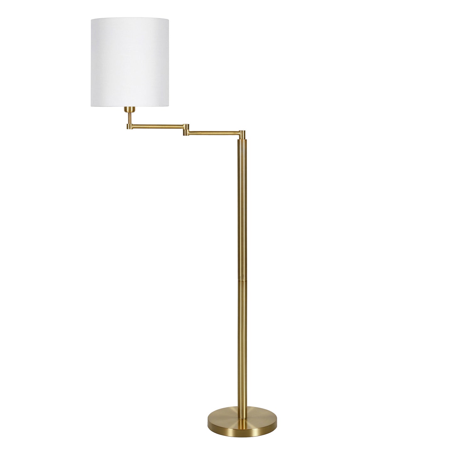 Brass Swing Arm Floor Lamp w/ Shade