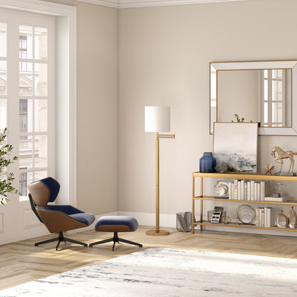 Brass Swing Arm Floor Lamp w/ Shade