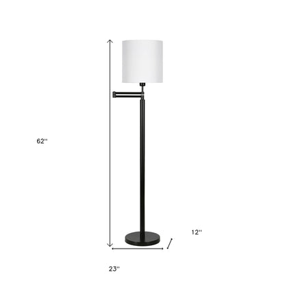 Black Swing Arm Floor Lamp w/ Shade