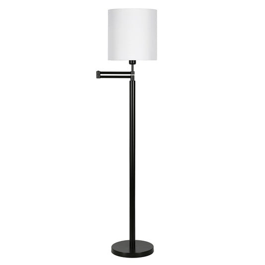 Black Swing Arm Floor Lamp w/ Shade