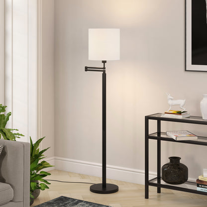 Black Swing Arm Floor Lamp w/ Shade