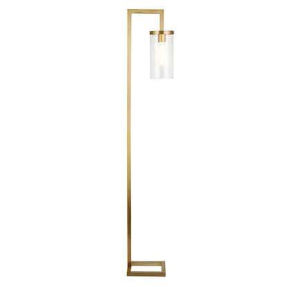 Brass Reading Floor Lamp w/ Clear Glass Shade