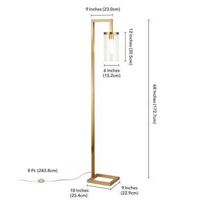 Brass Reading Floor Lamp w/ Clear Glass Shade