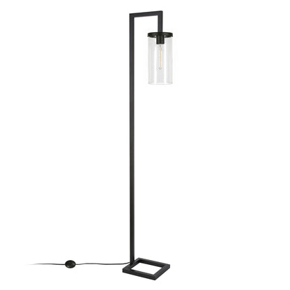 Black Reading Floor Lamp w/ Clear Glass Shade