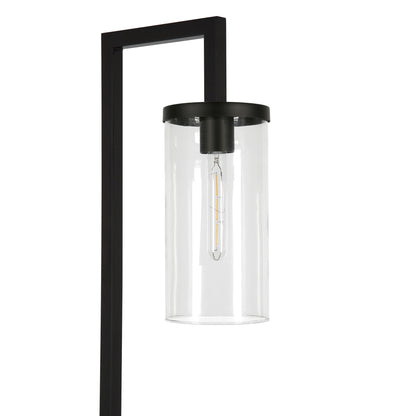 Black Reading Floor Lamp w/ Clear Glass Shade
