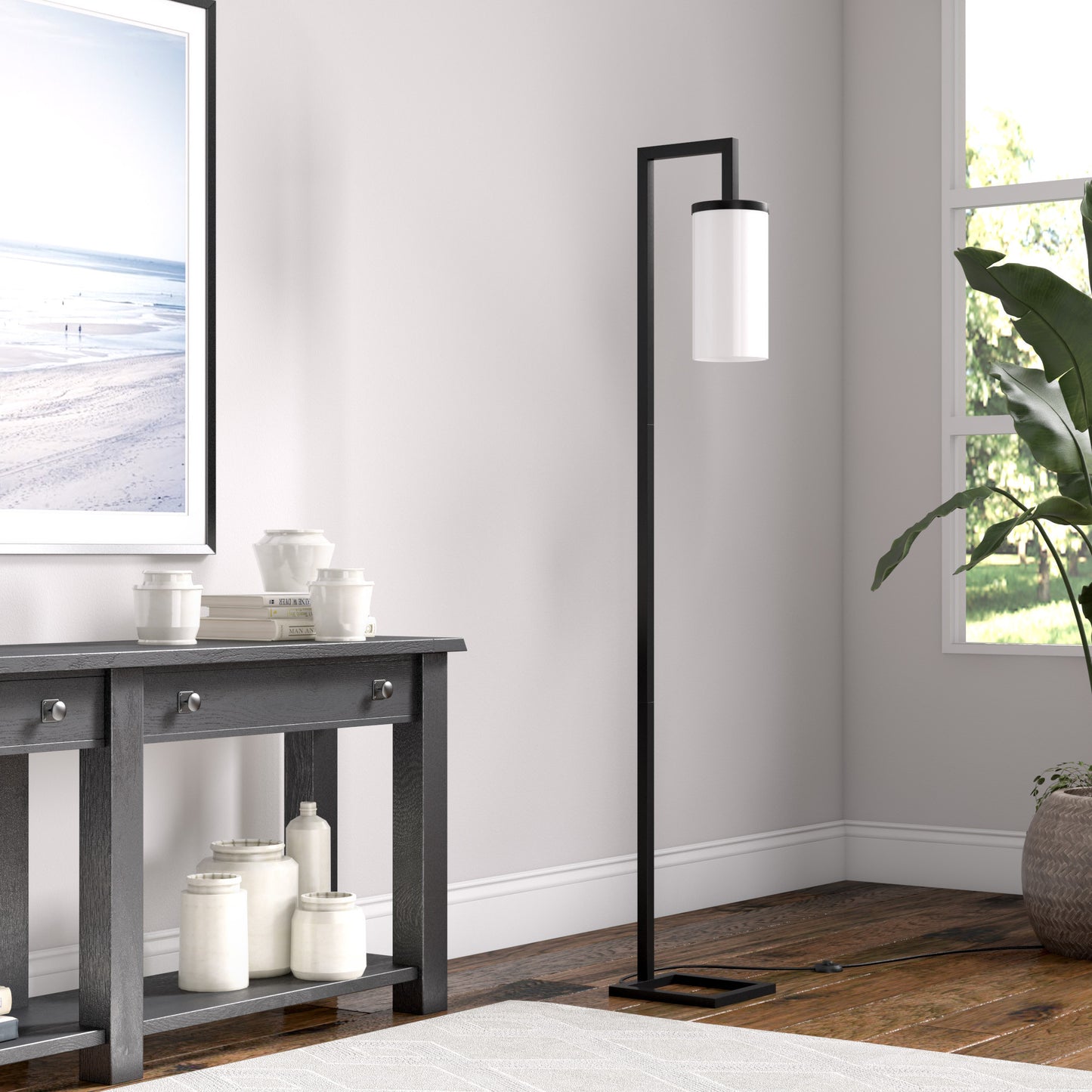 Black Reading Floor Lamp w/ Shade