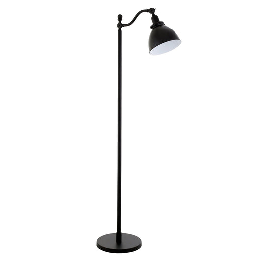 Black Swing Arm Floor Lamp w/ Black Shade