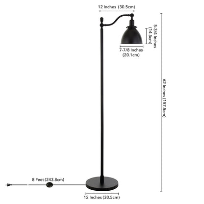 Black Swing Arm Floor Lamp w/ Black Shade
