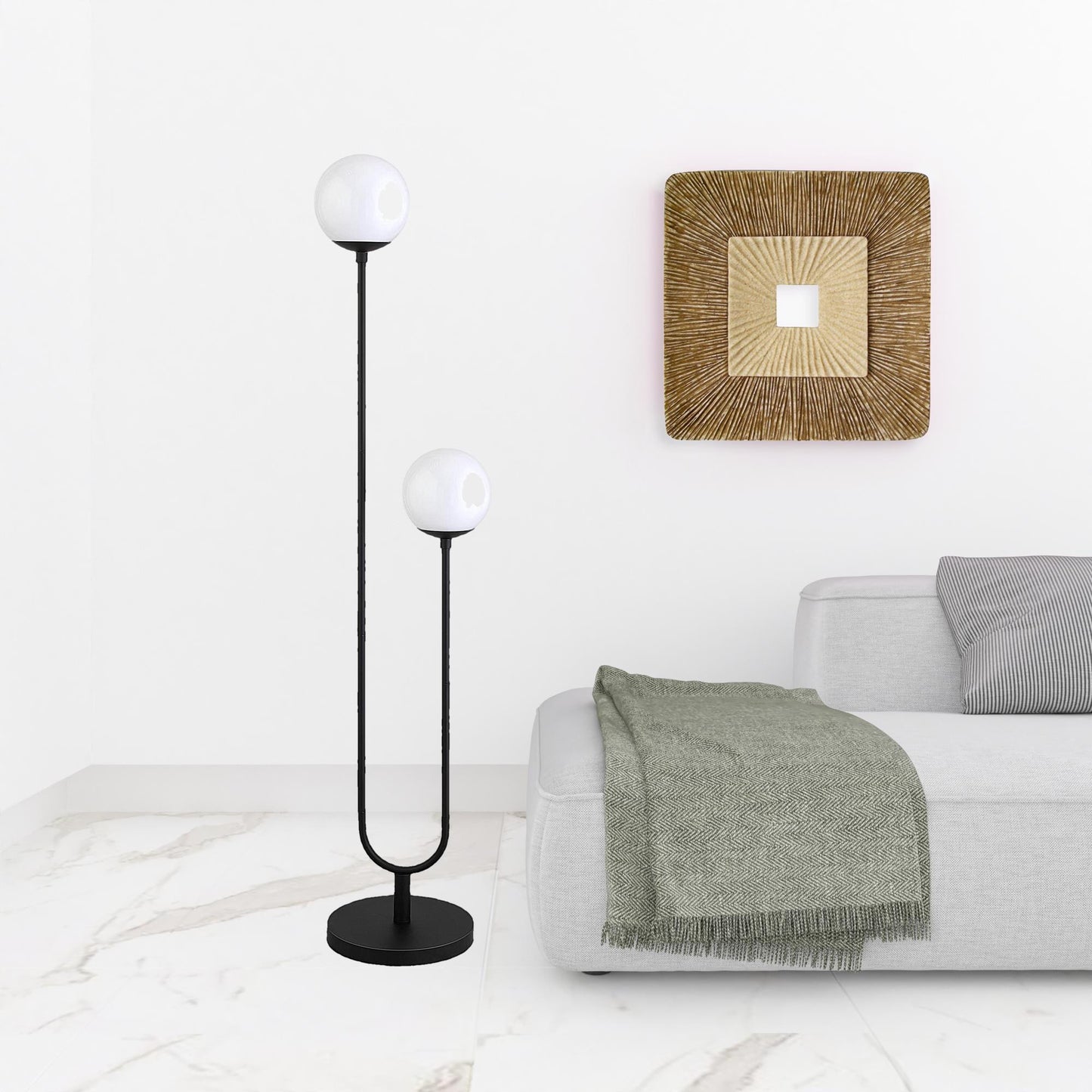 Black 2-Light Floor Lamp w/ Shade