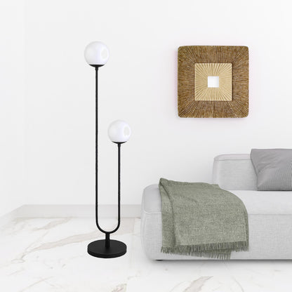 Black 2-Light Floor Lamp w/ Shade