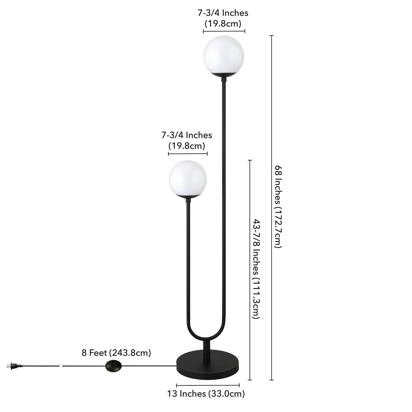 Black 2-Light Floor Lamp w/ Shade
