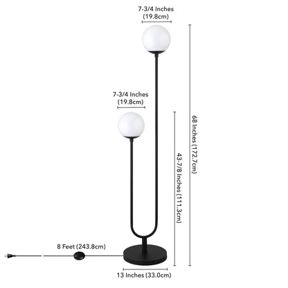 Black 2-Light Floor Lamp w/ Shade