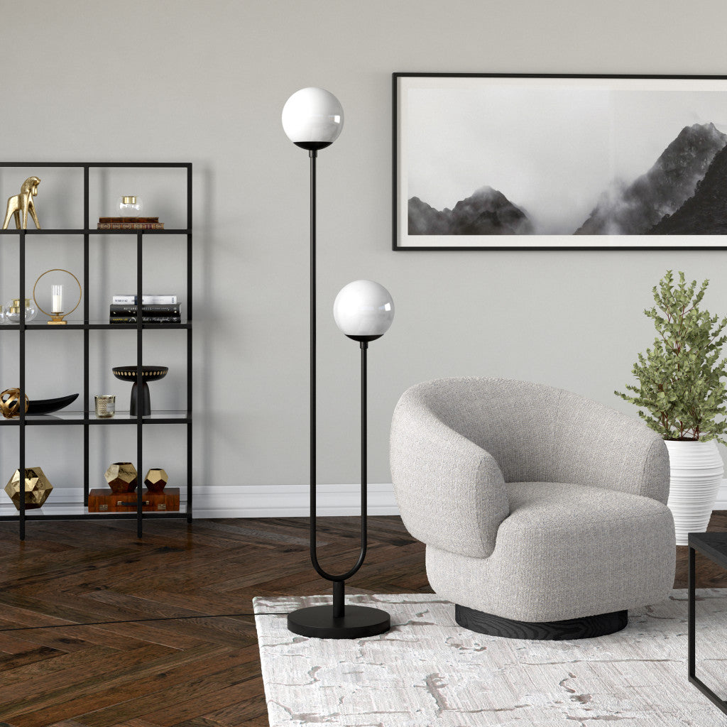Black 2-Light Floor Lamp w/ Shade