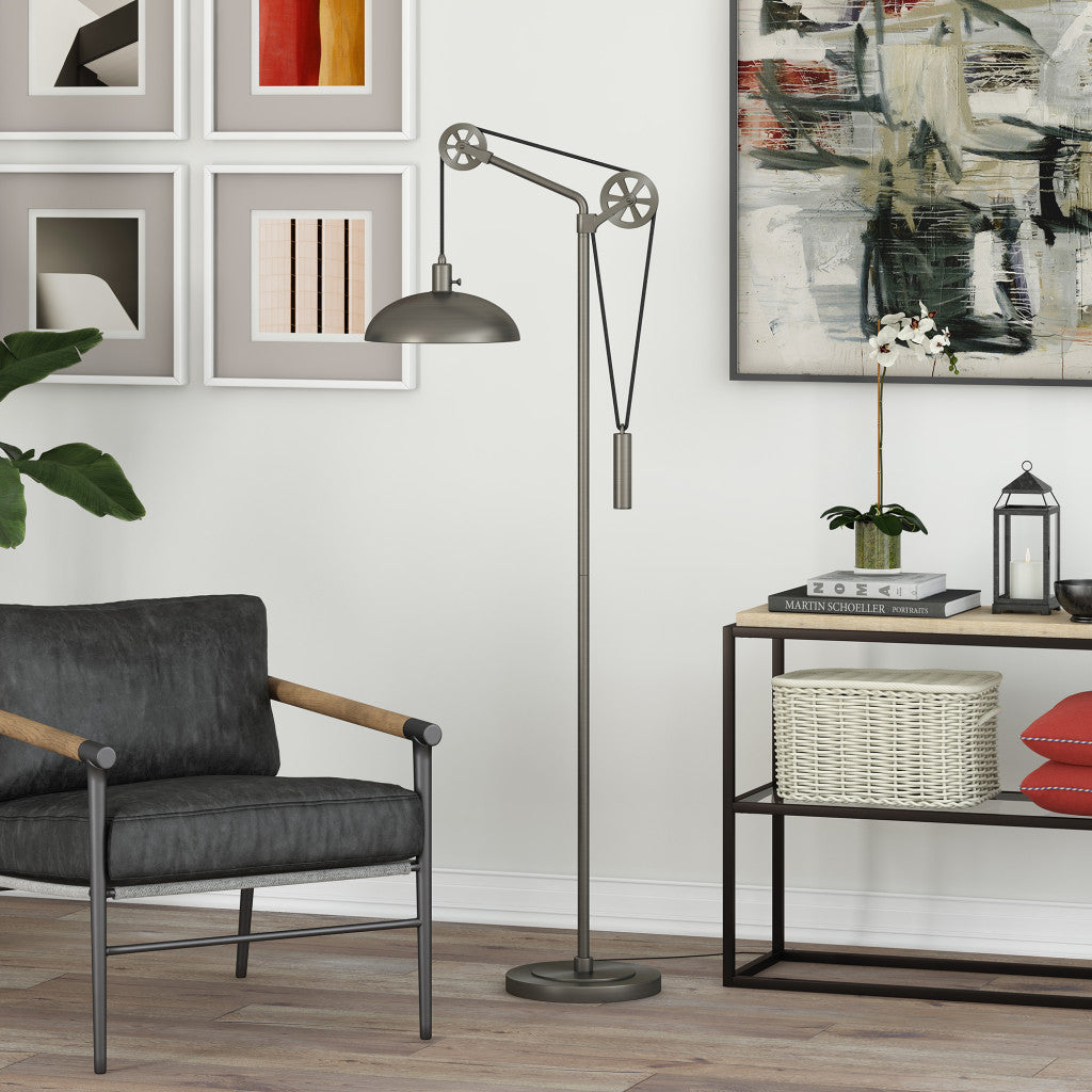 Steel Reading Floor Lamp w/ Silver Shade