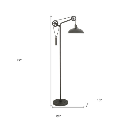 Steel Reading Floor Lamp w/ Silver Shade