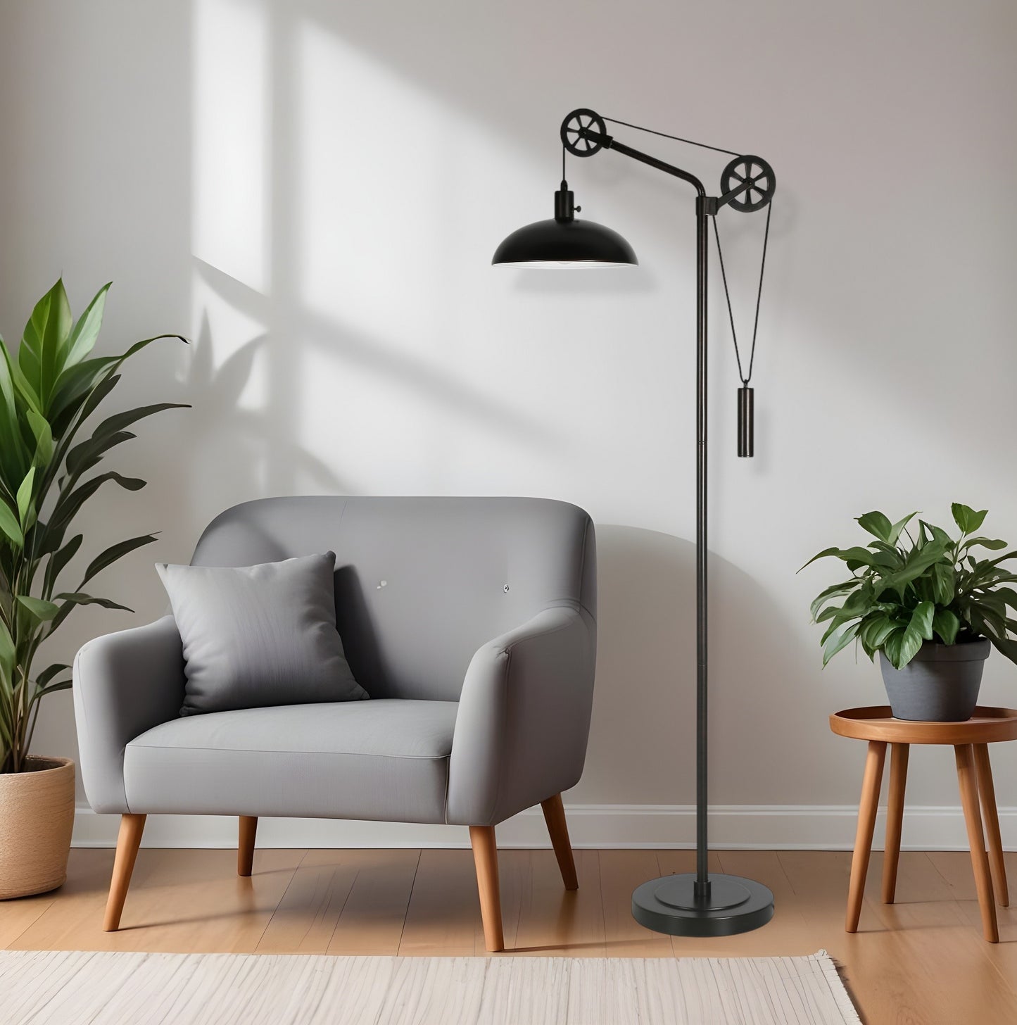 Black Adjustable Reading Floor Lamp w/ Black Shade