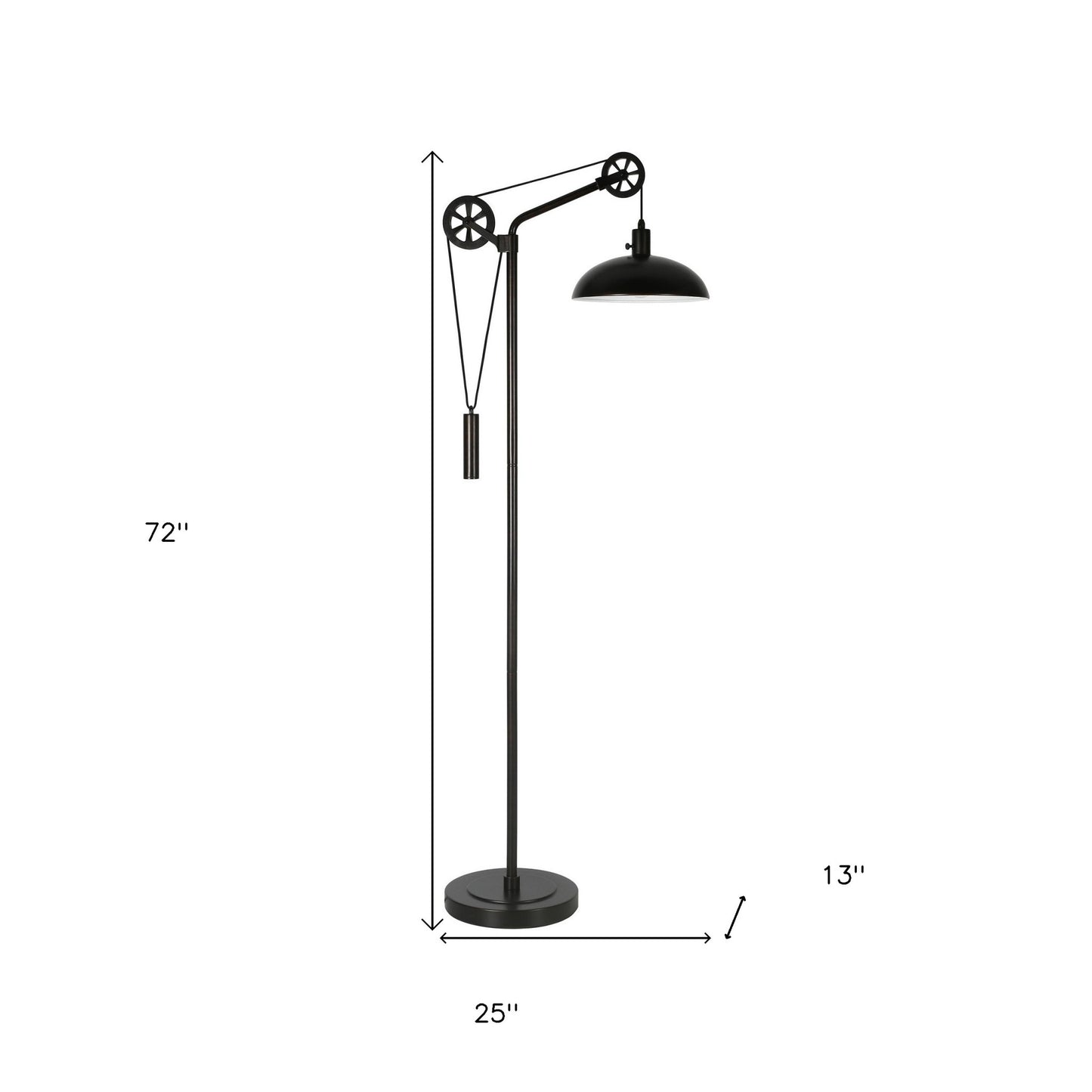 Black Adjustable Reading Floor Lamp w/ Black Shade