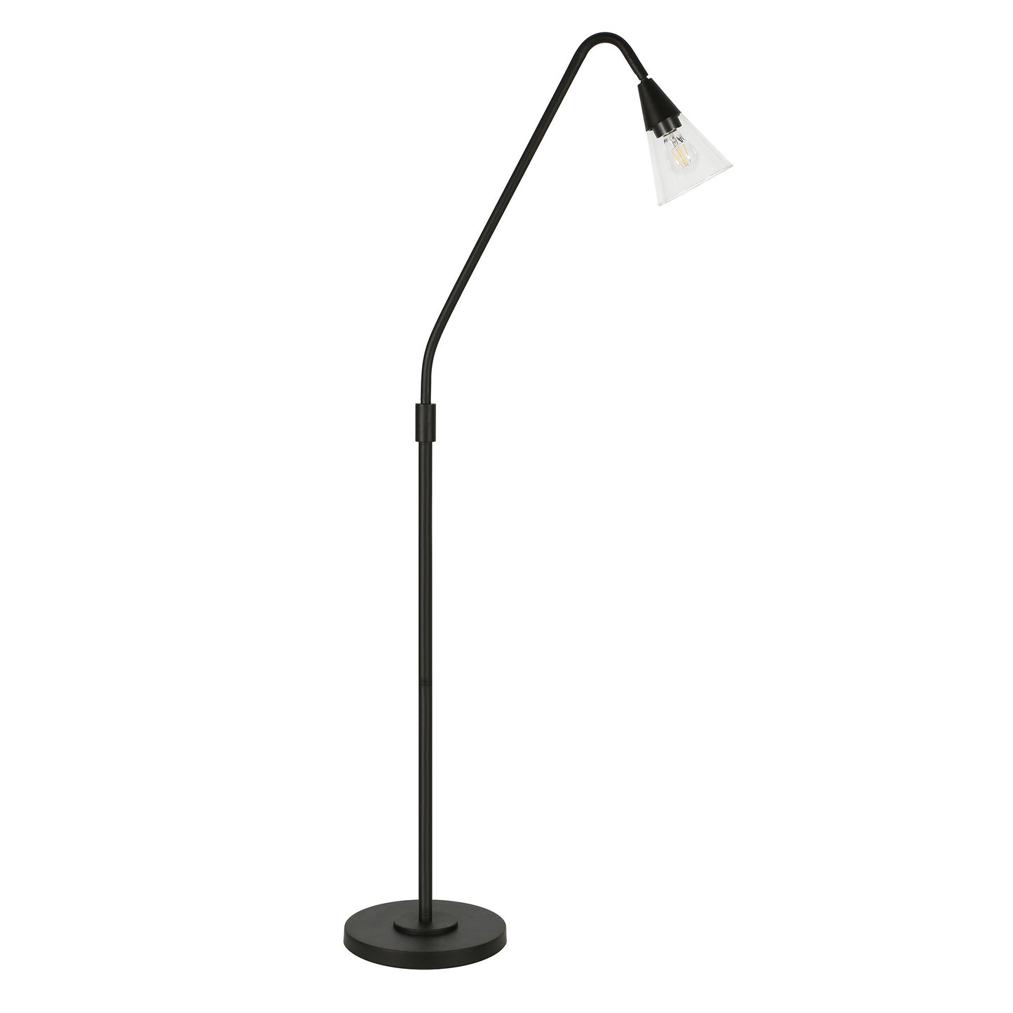 Black Reading Floor Lamp w/ Clear Glass Shade