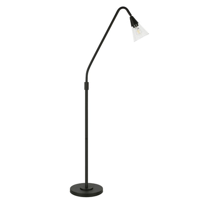 Black Reading Floor Lamp w/ Clear Glass Shade