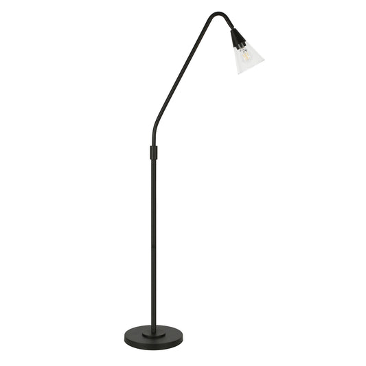 Black Reading Floor Lamp w/ Clear Glass Shade
