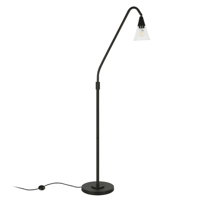 Black Reading Floor Lamp w/ Clear Glass Shade
