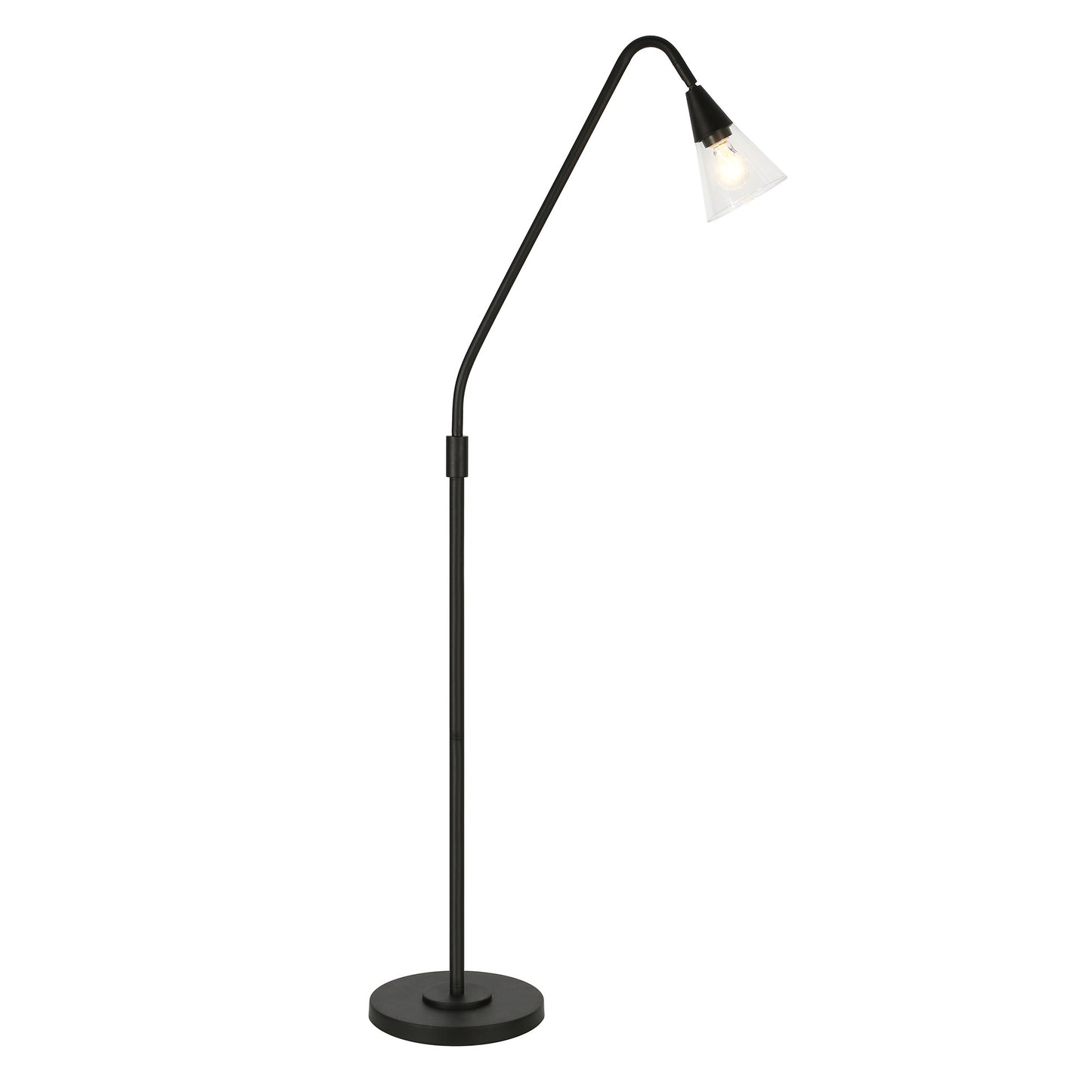 Black Reading Floor Lamp w/ Clear Glass Shade