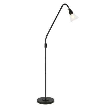 Black Reading Floor Lamp w/ Clear Glass Shade