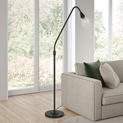 Black Reading Floor Lamp w/ Clear Glass Shade