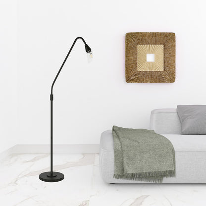 Black Reading Floor Lamp w/ Clear Glass Shade