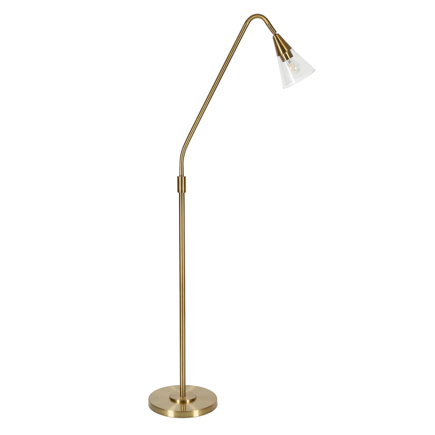 Brass Reading Floor Lamp w/ Clear Glass Shade