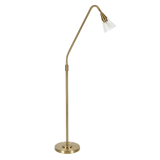 Brass Reading Floor Lamp w/ Clear Glass Shade