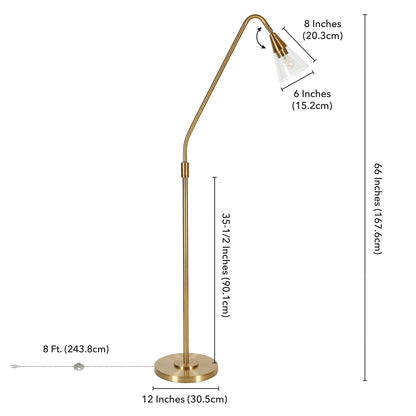 Brass Reading Floor Lamp w/ Clear Glass Shade