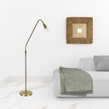 Brass Reading Floor Lamp w/ Clear Glass Shade
