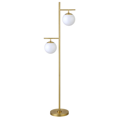 Brass 2-Light Tree Floor Lamp w/ Shade