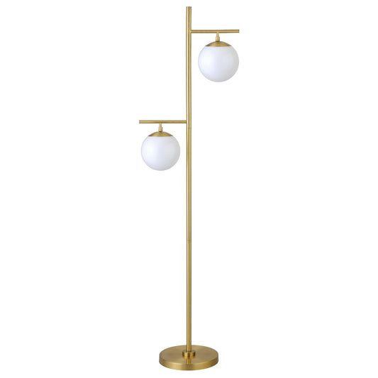 Brass 2-Light Tree Floor Lamp w/ Shade