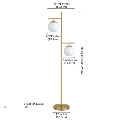 Brass 2-Light Tree Floor Lamp w/ Shade