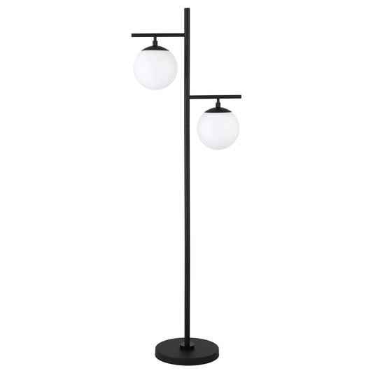 Black 2-Light Tree Floor Lamp w/ Shade