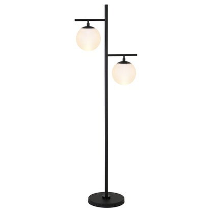Black 2-Light Tree Floor Lamp w/ Shade