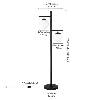 Black 2-Light Tree Floor Lamp w/ Shade