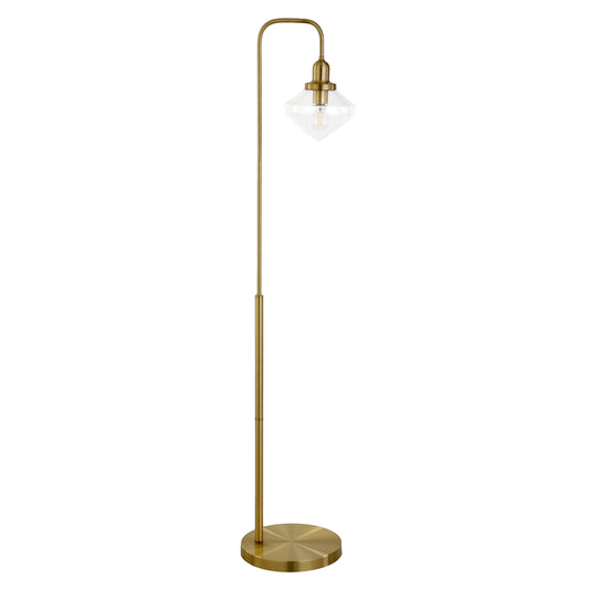 Brass Floor Lamp w/ Clear Glass Shade