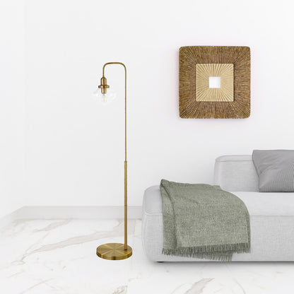 Brass Floor Lamp w/ Clear Glass Shade