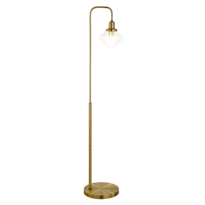 Brass Floor Lamp w/ Clear Glass Shade