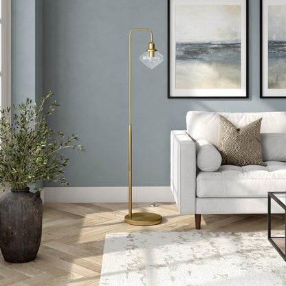 Brass Floor Lamp w/ Clear Glass Shade
