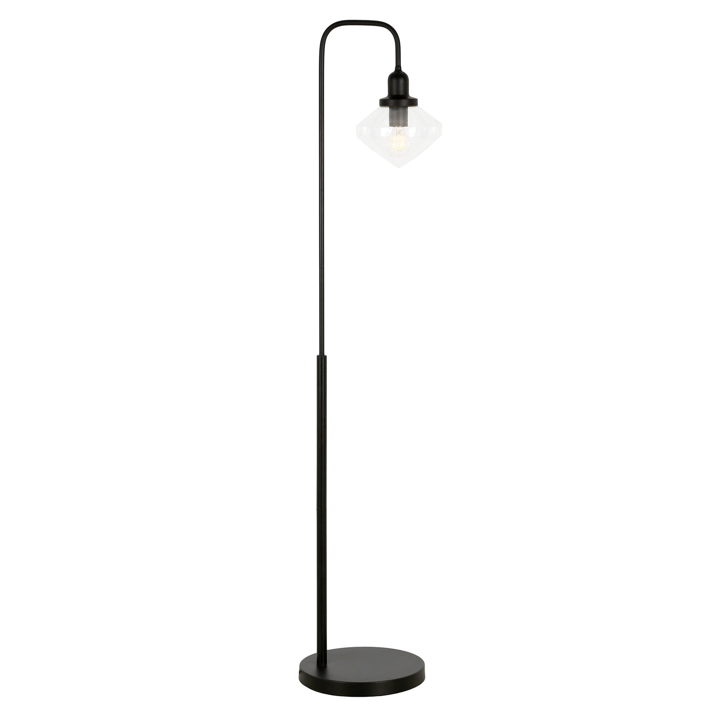 Black Floor Lamp w/ Clear Glass Shade