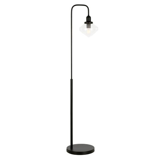 Black Floor Lamp w/ Clear Glass Shade