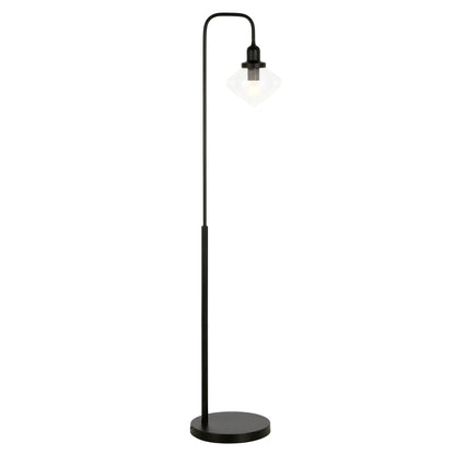 Black Floor Lamp w/ Clear Glass Shade
