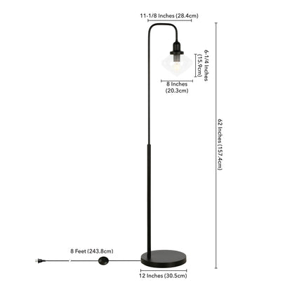 Black Floor Lamp w/ Clear Glass Shade