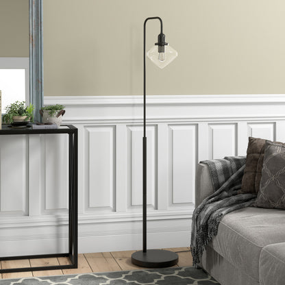 Black Floor Lamp w/ Clear Glass Shade